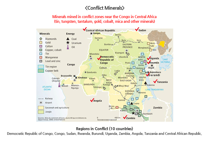 conflict minerals : any other mineral or its derivatives determined by Secretary of State to be financing conflict in the Democratic Republic of the Congo or an adjoining country.